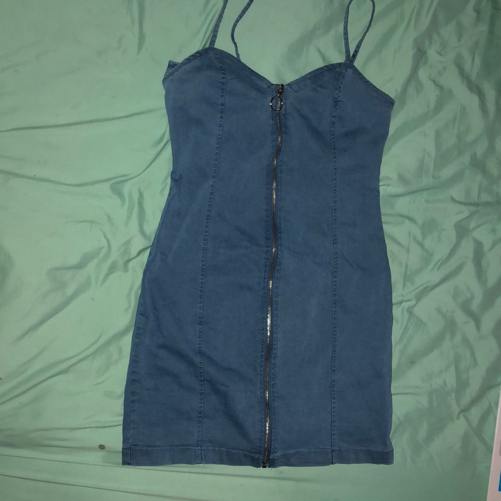 Forever 21 blue  jean zip up dress